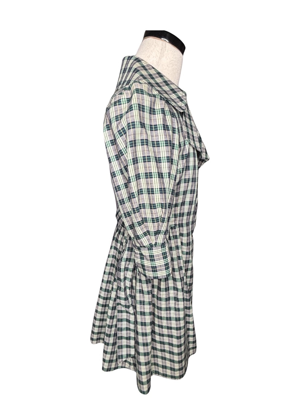 Burberry Blue Label | Plaid Short-Sleeve Double-Breasted Peacoat Top - Picture 3 of 5